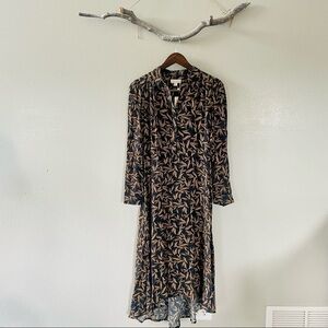 NWT See U Soon Navy Leaf Print Long Sleeve Maxi Dress